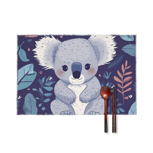 Lovely Koala Tischsets Set mit 6 hitzebeständigen Tischsets für Küche Esstisch Waschbar Leicht zu reinigen Tischmatten Langlebig Rutschfeste Essmatte für Party Outdoor Dekoration Lovely Koala Tischsets Set mit 6 hitzebeständigen Tischsets für Küche Esstisch Waschbar Leicht zu reinigen Tischmatten Langlebig Rutschfeste Essmatte für Party Outdoor Dekoration von RTFGHJS