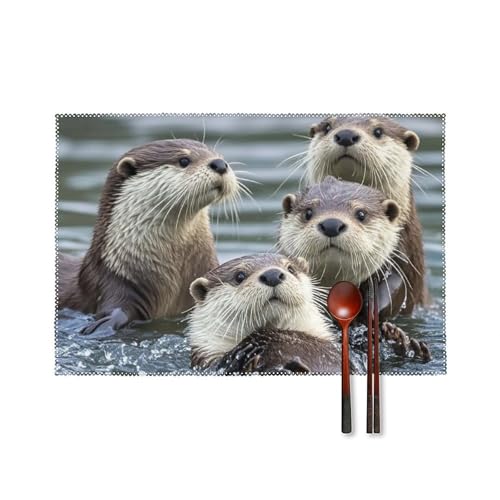 Otters Platzsets 6er Set Hitzebeständige Platzsets für Küche Esstisch Abwaschbar Leicht zu reinigen Tischmatten Langlebige rutschfeste Essmatte für Party Outdoor Dekoration Otters Platzsets 6er Set Hitzebeständige Platzsets für Küche Esstisch Abwaschbar Leicht zu reinigen Tischmatten Langlebige rutschfeste Essmatte für Party Outdoor Dekoration von RTFGHJS