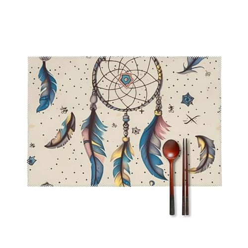 Platzsets Traumfänger und Mond 6er Set Hitzebeständige Tischsets für Küche Esstisch Waschbar Leicht zu Reinigen Tischmatten Langlebig Rutschfeste Essmatte für Party Outdoor Dekoration Platzsets Traumfänger und Mond 6er Set Hitzebeständige Tischsets für Küche Esstisch Waschbar Leicht zu Reinigen Tischmatten Langlebig Rutschfeste Essmatte für Party Outdoor Dekoration von RTFGHJS