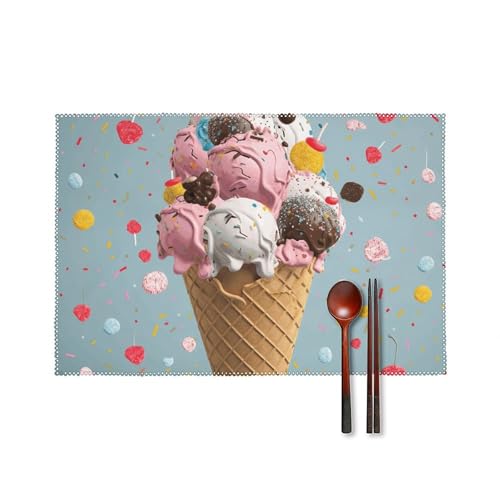 Sweet Ice Cream Platzsets 6er Set Hitzebeständige Platzsets für Küche Esstisch Waschbar Leicht Zu Reinigen Tischmatten Langlebig Rutschfeste Essmatte für Party Outdoor Dekoration Sweet Ice Cream Platzsets 6er Set Hitzebeständige Platzsets für Küche Esstisch Waschbar Leicht Zu Reinigen Tischmatten Langlebig Rutschfeste Essmatte für Party Outdoor Dekoration von RTFGHJS