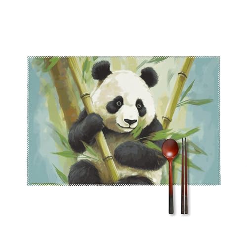 Tischsets 4er Set Hitzebeständig Tischset Waschbar Leicht Zu Reinigen Platzset Langlebig Rutschfest Esstisch Matten Set Bambus mit Panda Küche Platzsets für Esszimmer Indoor Outdoor Tischsets 4er Set Hitzebeständig Tischset Waschbar Leicht Zu Reinigen Platzset Langlebig Rutschfest Esstisch Matten Set Bambus mit Panda Küche Platzsets für Esszimmer Indoor Outdoor von RTFGHJS