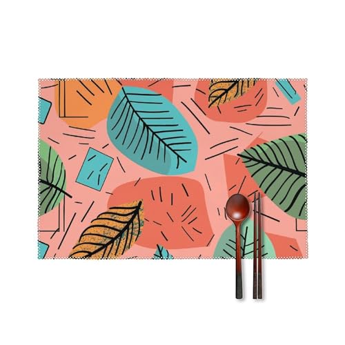 Tischsets 4er Set Hitzebeständig Tischset Waschbar Leicht Zu Reinigen Platzset Langlebig Rutschfest Esstisch Matten Set Cartoon Stil Blätter Küche Platzmatten für Esszimmer Indoor Outdoor Tischsets 4er Set Hitzebeständig Tischset Waschbar Leicht Zu Reinigen Platzset Langlebig Rutschfest Esstisch Matten Set Cartoon Stil Blätter Küche Platzmatten für Esszimmer Indoor Outdoor von RTFGHJS
