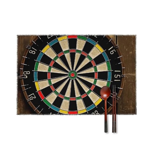 Tischsets 4er Set Hitzebeständig Tischset Waschbar Leicht Zu Reinigen Platzset Langlebig Rutschfest Esstisch Matten Set Dartscheibe Küche Platzsets für Esszimmer Indoor Outdoor von RTFGHJS