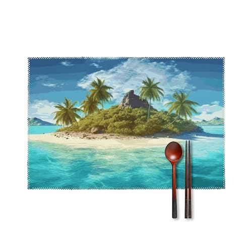 Tropical Island Tischsets 6er Set Hitzebeständige Platzsets für Küche Esstisch Waschbar Leicht Zu Reinigen Tischmatten Langlebig Rutschfeste Essmatte für Party Outdoor Dekoration Tropical Island Tischsets 6er Set Hitzebeständige Platzsets für Küche Esstisch Waschbar Leicht Zu Reinigen Tischmatten Langlebig Rutschfeste Essmatte für Party Outdoor Dekoration von RTFGHJS
