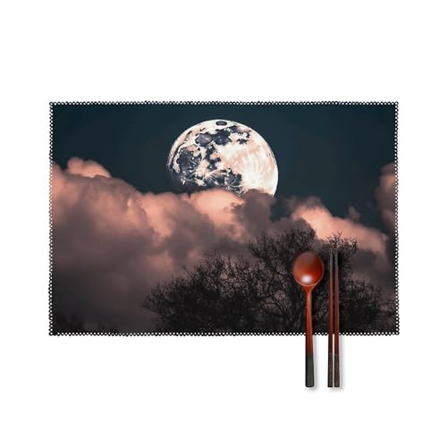 Vollmond Tischsets 6er Set Hitzebeständige Platzsets für Küche Esstisch Waschbar Leicht Zu Reinigen Tischmatten Langlebig Rutschfeste Essmatte für Party Outdoor Dekoration Vollmond Tischsets 6er Set Hitzebeständige Platzsets für Küche Esstisch Waschbar Leicht Zu Reinigen Tischmatten Langlebig Rutschfeste Essmatte für Party Outdoor Dekoration von RTFGHJS