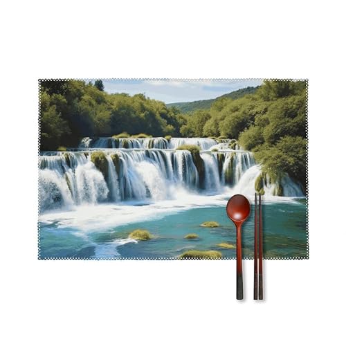 Wasserfälle am Fluss Krka Platzsets 6er Set Hitzebeständige Tischsets für Küche Esstisch Waschbar Leicht Zu Reinigen Tischmatten Langlebig Rutschfeste Essmatte für Party Outdoor Dekoration Wasserfälle am Fluss Krka Platzsets 6er Set Hitzebeständige Tischsets für Küche Esstisch Waschbar Leicht Zu Reinigen Tischmatten Langlebig Rutschfeste Essmatte für Party Outdoor Dekoration von RTFGHJS