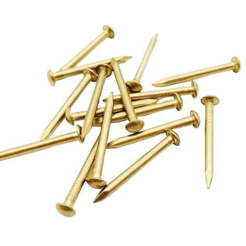 100 Stück ~ 25 Stück Antik-Messing-Bronze-Gold, Durchmesser 1,2 mm ~ 3 mm, reines Kupfer, kleiner Mini-Rundkopf, for Möbelnägel, Länge = 8~55 mm (Color : Gold, Size : 2.8x35mm 25pcs) von RTKYYZ