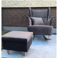 Schaukelstuhl Und Sitzhocker Mit Stauraum, Ohrensessel, Sessel Hocker, Relaxsessel | Salvador Agm 18 Flori von RTLMeble