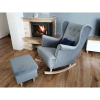 Sessel Mit Hocker, Ohrensessel, Schaukelsessel, Stillsessel, Relaxsessel, Fernsehsessel, Fußstütze | Venus Velvet 2929 Flori von RTLMeble