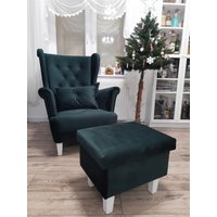 Sessel Mit Hocker, Relaxsessel, Ohrensessel, Schaukelsessel, Sitzhocker Stauraum, | Salvador Agm 7 Flori von RTLMeble