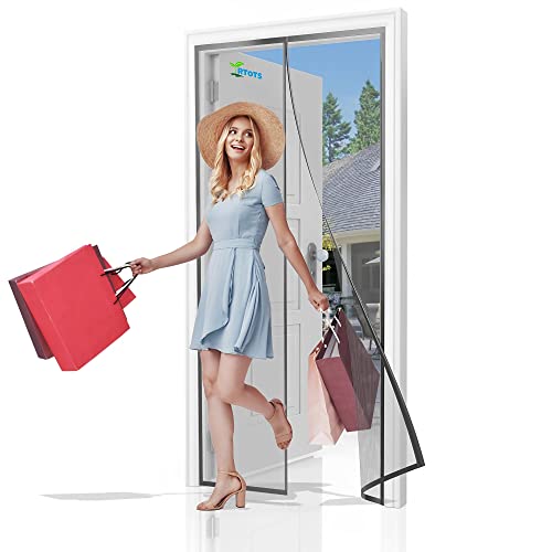 Fliegengitter Balkontür 80 x 230 cm Magnetischer Fliegenvorhang Moskitonetz, Auto Schließen, magnetische Adsorption, Luft kann frei strömen, für Türen/Patio【Grau】 von RTOTS