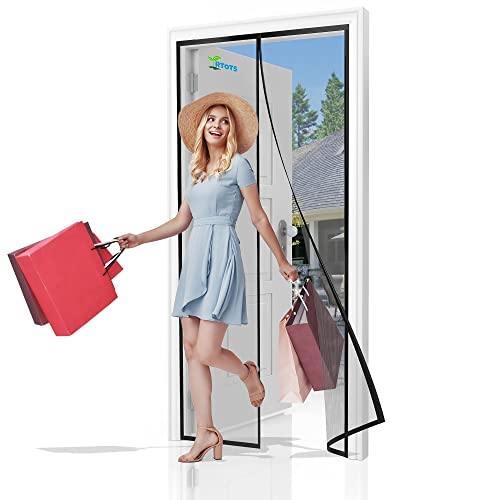 Fliegengitter Magnetvorhang für Türen 95 x 260 cm Automatisches Schließen Insektenschutz für, Magnetverschluss, Passt Türgröße bis zu【Schwarz】 von RTOTS