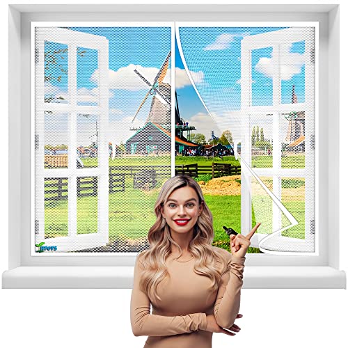 Magnet Fliegengitter Fenster 140 x 100 cm Insektenschutz Magnetischer Fliegenvorhang Moskitonetz Automatisches Schließen Insektenschutz Pefekt für Balkontür Klebemontage ohne Bohren【Weiß】 von RTOTS