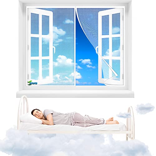 Magnet Fliegengitter Fenster 90 x 110 cm Insektenschutz Balkontür Fliegenvorhang ist Ideal für die Balkontür und Terrassentür, Klebemontage Ohne Bohren【Weiß】 von RTOTS