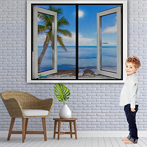 Magnet Fliegengitter Fenster Insektenschutz, 75 x 60 cm Insektenschutz Magnet Automatisches Schließen, Fliegengitter Tür Magnetisch Moskitonetz Balkontür【Schwarz】 von RTOTS