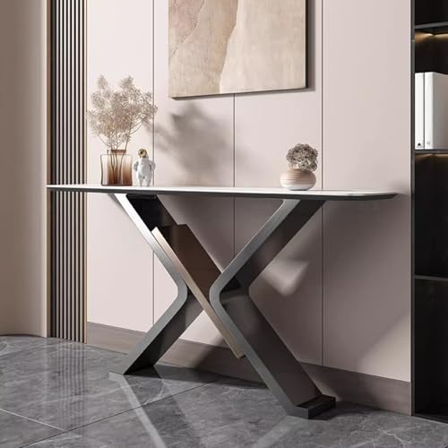 RTREADE Konsolentisch Flurtisch Schmaler Eingangstisch, Flurtisch mit geometrischem Metallsockel, für Eingang, Flur, Vorzimmer, Wohnzimmer, Einfache Montage(120 * 35 * 85cm/47.5 * 14 * 33.5in) von RTREADE