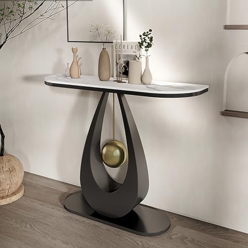RTREADE Konsolentisch Flurtisch Schmaler Eingangstisch, Stabiler Metallrahmen, Einfacher Wohnzimmer-Sofatisch, für Eingang, Flur, Vorzimmer, Wohnzimmer(Black,100cm/39.5in) von RTREADE