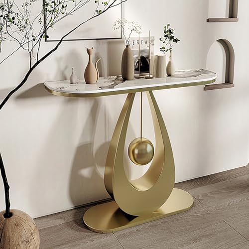 RTREADE Konsolentisch Flurtisch Schmaler Eingangstisch, Stabiler Metallrahmen, Einfacher Wohnzimmer-Sofatisch, für Eingang, Flur, Vorzimmer, Wohnzimmer(Gold,80cm/31.5in) von RTREADE
