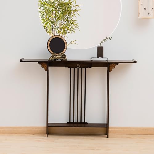 RTREADE Modern Eingangstisch, Eingangsbereich Deko Tisch, Schmaler Rechteckiger Sofatisch, Flurtisch Holz, für kleinen Raum, für Eingang, Flur, Wohnzimmer(Walnut,120cm/47.5in) von RTREADE