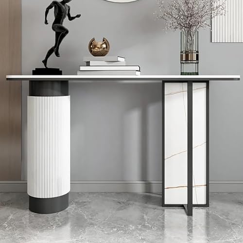 RTREADE Moderner Konsolentisch, Beistelltisch mit Metallgestell, Industrie Flurtisch, Geometrischer Sofatisch, für kleinen Raum, für Eingang, Flur, Wohnzimmer(Black,100cm/39.5in) von RTREADE