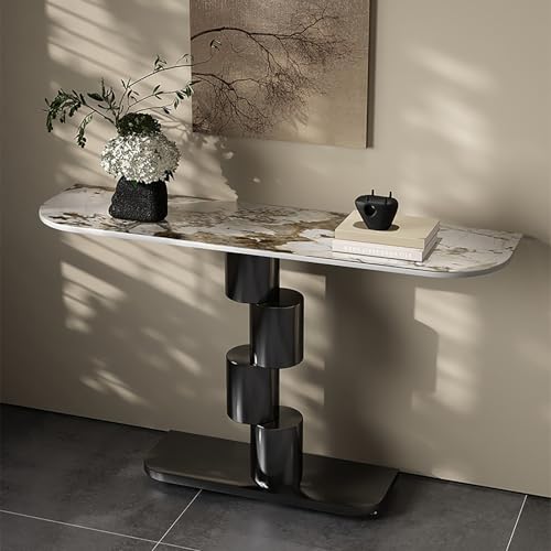 RTREADE Moderner Konsolentisch, Einfacher Wohnzimmer-Sofatisch, Schmaler Flurtisch mit Metallrahmen, für kleinen Raum, für Eingang, Flur, Wohnzimmer(Black,120cm/47.5in) von RTREADE