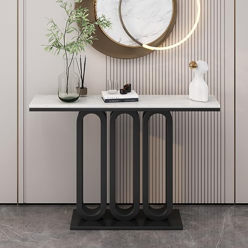 RTREADE Moderner Konsolentisch, Eingangsbereich Deko Tisch, Konsolentisch Marmor, Schmaler Flurtisch mit Metallrahmen, für Wohnzimmer, Hallyway, Eingang(Black,80cm/31.5in) von RTREADE