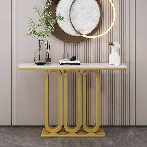 RTREADE Moderner Konsolentisch, Eingangsbereich Deko Tisch, Konsolentisch Marmor, Schmaler Flurtisch mit Metallrahmen, für Wohnzimmer, Hallyway, Eingang(Gold,80cm/31.5in) von RTREADE