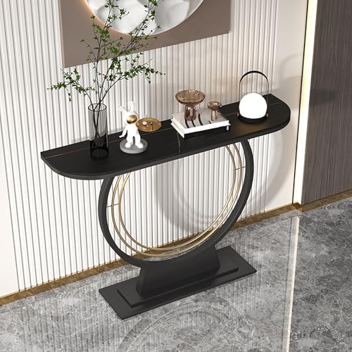 RTREADE Moderner Konsolentisch, Eingangsbereich Deko Tisch, Schmaler Sofatisch Beistelltisch, Stabiler Metallrahmen, für Eingang, Flur, Vorzimmer, Wohnzimmer(Black,100cm/39.5in) von RTREADE
