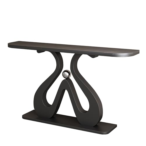 RTREADE Moderner Konsolentisch, Geometrischer Sofatisch, Flurtisch mit geometrischem Metallsockel, für kleinen Raum, für Eingang, Flur, Wohnzimmer(Black 1,100cm/39.5in) von RTREADE