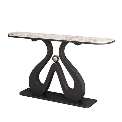 RTREADE Moderner Konsolentisch, Geometrischer Sofatisch, Flurtisch mit geometrischem Metallsockel, für kleinen Raum, für Eingang, Flur, Wohnzimmer(Brown 1,120cm/47.5in) von RTREADE