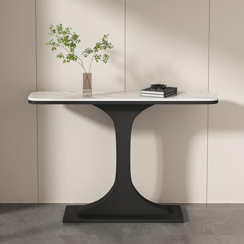 RTREADE Moderner Konsolentisch, Industrie Flurtisch, Flurtisch mit geometrischem Metallsockel, Sofatisch für kleinen Raum, für Eingang, Flur, Wohnzimmer(Black,120cm/47.5in) von RTREADE