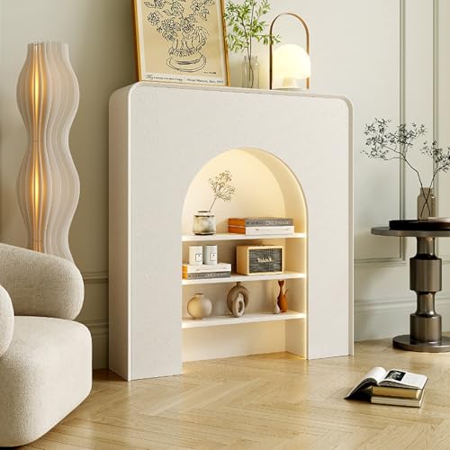 RTREADE Moderner Konsolentisch, Industrie Flurtisch für Eingangsbereich, Eingangstisch Hinter dem Sofa, für kleinen Raum, für Eingang, Flur, Wohnzimmer(White,70 * 80cm/28 * 31.5in) von RTREADE