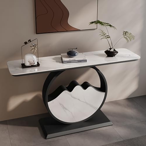 RTREADE Moderner Konsolentisch, Industrie Flurtisch für Eingangsbereich, Schmaler Flurtisch mit Metallrahmen, für Eingang, Flur, Vorzimmer, Wohnzimmer(Black,120cm/47.5in) von RTREADE