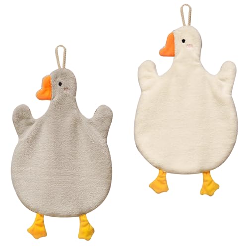 RTRTGS 2 Stück Kinder Hand Handtuch Süßer Tier Waschlappen Mikrofaser Absorbierende Handtücher Schnelltrocknende Gesichtstücher mit Hängenden Schlaufen für Küchen und Badezimmer von RTRTGS