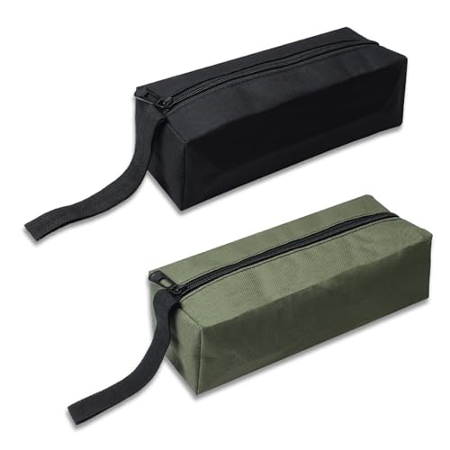 RTRTGS 2 Stück Kleine Tragbare Werkzeugtasche Wasserdicht Reißverschluss Aufbewahrungstasche Mehrzweck Verschleißfest Segeltuch Tool Bag(Schwarz&Grün) von RTRTGS