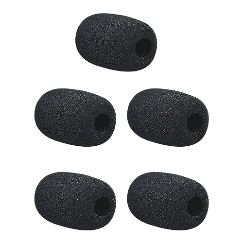 RTRTGS 5 Stück Schaumstoff Ersatz-Windschutz für Mikrofon und Headset, Mini-Mikrofon Headset Windschutzscheibe für Unterricht, Bühnenperformance and Treffen, Schwarz von RTRTGS