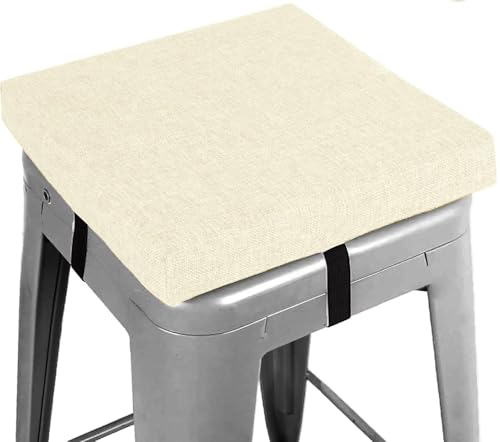 Barhocker Kissen Quadrat 35x35 30×30 25×25 40×40 28×28 Kleinen Stuhl Sitzpolster mit Krawatten rutschfeste Unterseite Memory Foam for Stapelbar Hocker Cafe Bistro(Beige,25x25x3cm) von RTSFKFS