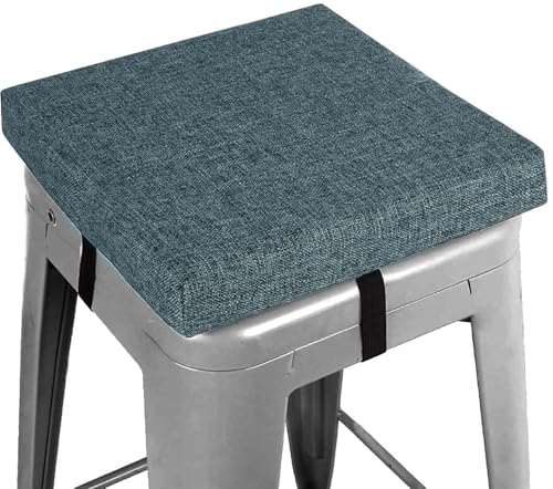 Barhocker Kissen Quadrat 35x35 30×30 25×25 40×40 28×28 Kleinen Stuhl Sitzpolster mit Krawatten rutschfeste Unterseite Memory Foam for Stapelbar Hocker Cafe Bistro(Dunkelblau,38x38x10cm) von RTSFKFS