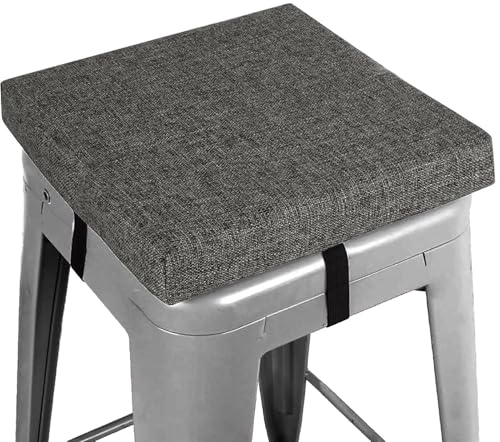 Barhocker Kissen Quadrat 35x35 30×30 25×25 40×40 28×28 Kleinen Stuhl Sitzpolster mit Krawatten rutschfeste Unterseite Memory Foam for Stapelbar Hocker Cafe Bistro(Dunkelgrau,43x43x3cm) von RTSFKFS