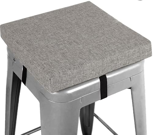 Barhocker Kissen Quadrat 35x35 30×30 25×25 40×40 28×28 Kleinen Stuhl Sitzpolster mit Krawatten rutschfeste Unterseite Memory Foam for Stapelbar Hocker Cafe Bistro(Hellgrau,43x43x3cm) von RTSFKFS