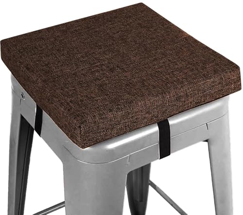 Barhocker Kissen Quadrat 35x35 30×30 25×25 40×40 28×28 Kleinen Stuhl Sitzpolster mit Krawatten rutschfeste Unterseite Memory Foam for Stapelbar Hocker Cafe Bistro(Rötlichbraun,45x45x3cm) von RTSFKFS