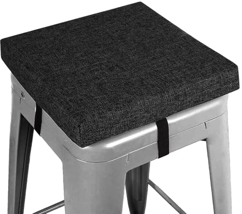 Barhocker Kissen Quadrat 35x35 30×30 25×25 40×40 28×28 Kleinen Stuhl Sitzpolster mit Krawatten rutschfeste Unterseite Memory Foam for Stapelbar Hocker Cafe Bistro(Schwarz,28x28x5cm) von RTSFKFS