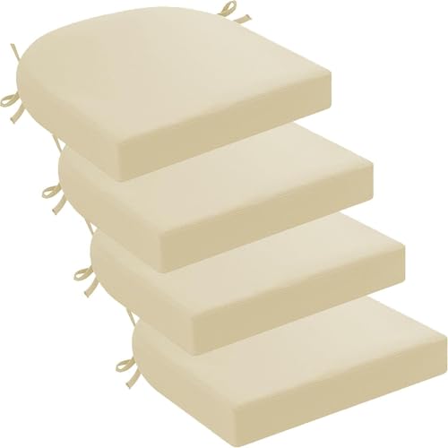 Gartenstuhlkissen Wasserdicht 50x50 45x45 40x40 4er Set Stuhlkissen Stuhl 5/8cm Dick Sitzkissen Stühle In Haus Garten Sitzpolster Outdoor Indoor Auflage(Beige,45x45x5cm 4pcs) von RTSFKFS