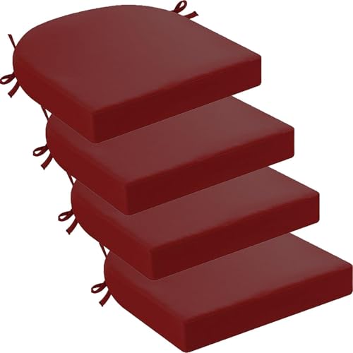 Gartenstuhlkissen Wasserdicht 50x50 45x45 40x40 4er Set Stuhlkissen Stuhl 5/8cm Dick Sitzkissen Stühle In Haus Garten Sitzpolster Outdoor Indoor Auflage(Jujube red,40x47x5cm 4pcs) von RTSFKFS