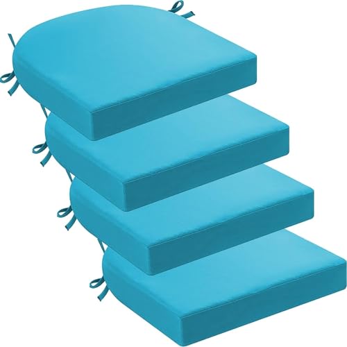 Gartenstuhlkissen Wasserdicht 50x50 45x45 40x40 4er Set Stuhlkissen Stuhl 5/8cm Dick Sitzkissen Stühle In Haus Garten Sitzpolster Outdoor Indoor Auflage(Lake Blue,40x47x5cm 4pcs) von RTSFKFS