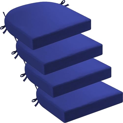 Gartenstuhlkissen Wasserdicht 50x50 45x45 40x40 4er Set Stuhlkissen Stuhl 5/8cm Dick Sitzkissen Stühle In Haus Garten Sitzpolster Outdoor Indoor Auflage(Sapphire Blue,40x40x5cm 4pcs) von RTSFKFS