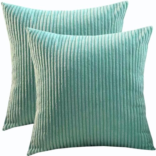 Groß Kissenbezug 80x80,2er Set Kopfkissenbezug 65x65,Kissenbezüge 60X60,Kord Zierkissenbezug Dekokissen Sofakissen Bezug Kissenhülle Dekorative Weiche Zierkissenbezüge(Light Lake Blue,45x45 cm set of von RTSFKFS