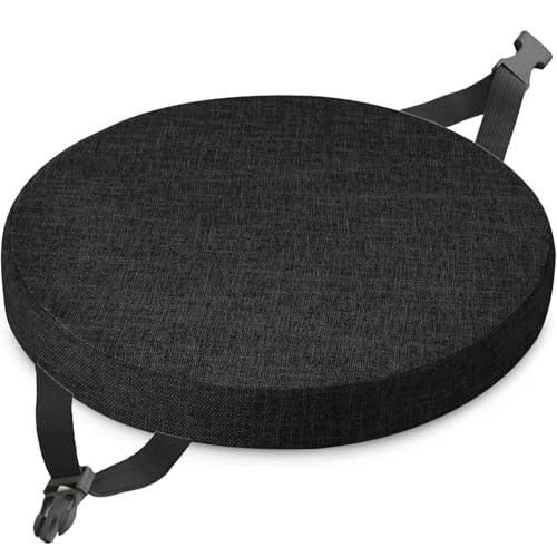 Leinen Sitzpolster Abnehmbares Memory Schaum Runde Sitzauflage,Rund Sitzkissen Stuhlkissen 30×30 35×35 40×40 45×45 50×50cm, for Stuhl Hocker Haus Küche Esszimmer Garten Büro(Color1,38x38x8cm) von RTSFKFS