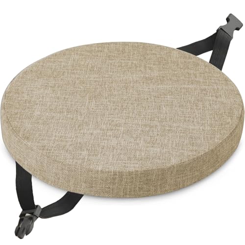 Leinen Sitzpolster Abnehmbares Memory Schaum Runde Sitzauflage,Rund Sitzkissen Stuhlkissen 30×30 35×35 40×40 45×45 50×50cm, for Stuhl Hocker Haus Küche Esszimmer Garten Büro(Color2,35x35x3cm) von RTSFKFS