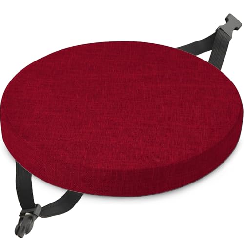 Leinen Sitzpolster Abnehmbares Memory Schaum Runde Sitzauflage,Rund Sitzkissen Stuhlkissen 30×30 35×35 40×40 45×45 50×50cm, for Stuhl Hocker Haus Küche Esszimmer Garten Büro(Color4,38x38x8cm) von RTSFKFS